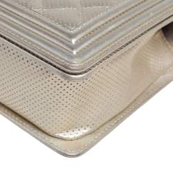 Pre Owned حقيبة شانيل بوي نيو جلد مخرمة ذهبية ميتالك متوسطة