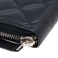 Pre Owned Chanel Black Quilted Leather Zipped Coin Purse