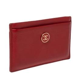 Pre Owned حافظة بطاقات شانيل جلد كافيار مبطن بني مزينة شعار الماركة سي سي 