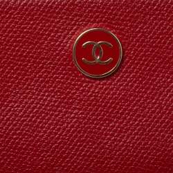 Pre Owned حافظة بطاقات شانيل جلد كافيار مبطن بني مزينة شعار الماركة سي سي 