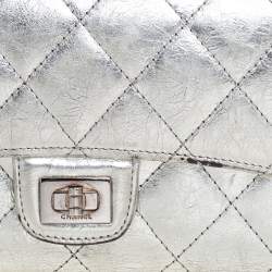 Chanel Silver Quilted Laminated Leather Reissue Trifold Wallet