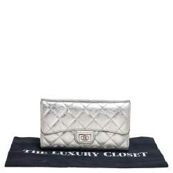 Chanel Silver Quilted Laminated Leather Reissue Trifold Wallet