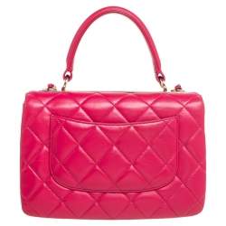 Pre Owned Chanel Pink Quilted Leather Small Trendy CC Flap Top Handle Bag