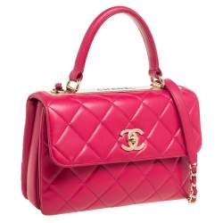 Pre Owned Chanel Pink Quilted Leather Small Trendy CC Flap Top Handle Bag