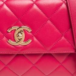 Pre Owned Chanel Pink Quilted Leather Small Trendy CC Flap Top Handle Bag