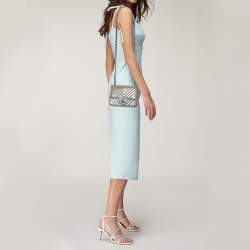 مملوكة مسبقًا Chanel Grey Shimmer Chevron Suede Mini CC Square Flap Bag