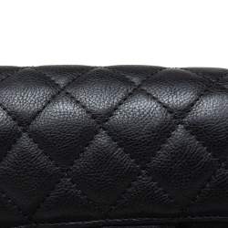 Pre Owned حقيبة كلتش شانيل سي سي ويتر جلد أسود مبطن بسلسلة