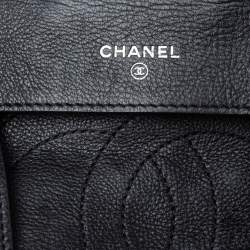 Pre Owned حقيبة كلتش شانيل سي سي ويتر جلد أسود مبطن بسلسلة