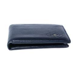 مملوكة مسبقًا Chanel Dark Blue Leather CC Camellia Bifold Wallet