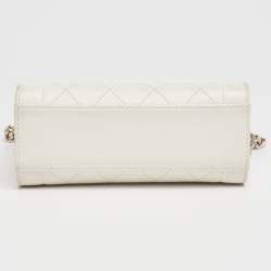 Pre Owned Chanel White Quilted Leather Mini Label Click Tote