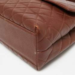 Pre Owned Chanel Dark Brown Quilted Leather Vintage Kelly Top Handle Bag