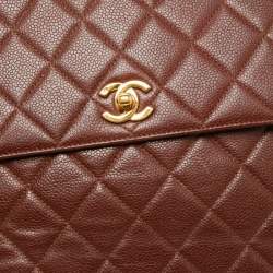 Pre Owned Chanel Dark Brown Quilted Leather Vintage Kelly Top Handle Bag