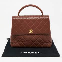 Pre Owned Chanel Dark Brown Quilted Leather Vintage Kelly Top Handle Bag