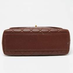 Pre Owned Chanel Dark Brown Quilted Leather Vintage Kelly Top Handle Bag
