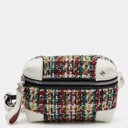 Pre Owned Chanel White/Black Leather And Tweed Street Allure Waist Bag
