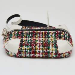 Pre Owned Chanel White/Black Leather And Tweed Street Allure Waist Bag