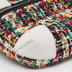 Pre Owned Chanel White/Black Leather And Tweed Street Allure Waist Bag