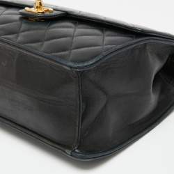 Pre Owned Chanel Black Quilted Leather Vintage Classic Square Flap Bag