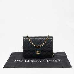 Pre Owned Chanel Black Quilted Leather Vintage Classic Square Flap Bag