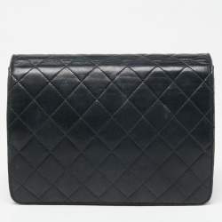 Pre Owned Chanel Black Quilted Leather Vintage Classic Square Flap Bag