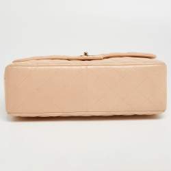 Pre Owned Chanel Beige Quilted Leather Jumbo Classic Single Flap Bag