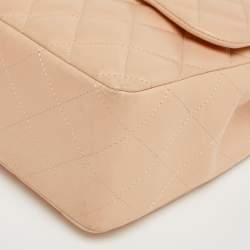 Pre Owned Chanel Beige Quilted Leather Jumbo Classic Single Flap Bag