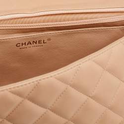 Pre Owned Chanel Beige Quilted Leather Jumbo Classic Single Flap Bag