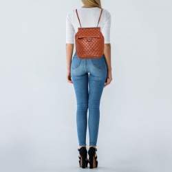 Pre Owned Chanel Rust Brown Quilted Leather Large Urban Spirit Backpack
