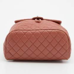 Pre Owned Chanel Rust Brown Quilted Leather Large Urban Spirit Backpack