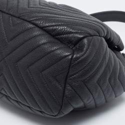 Pre Owned Chanel Black Chevron Leather Small Urban Spirit Bucket Bag