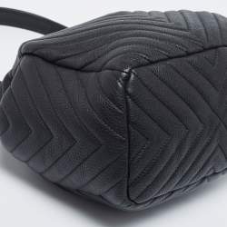 Pre Owned Chanel Black Chevron Leather Small Urban Spirit Bucket Bag