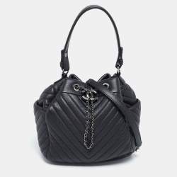 Chanel Black Chevron Leather Small Urban Spirit Bucket Bag Chanel