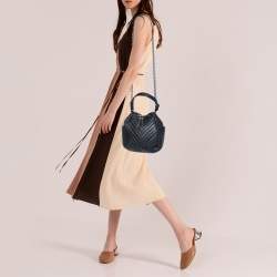 Pre Owned Chanel Black Chevron Leather Small Urban Spirit Bucket Bag