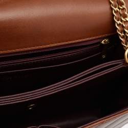 مملوكة مسبقًا حقيبة بقلاب شانيل جامبو كوكو جلد مبطن مائل بني