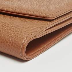 مملوكة مسبقًا محفظة شانيل "فرينش" قلاب مزين سي سي جلد كافيار ميتاليك