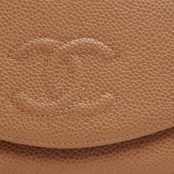 مملوكة مسبقًا محفظة شانيل "فرينش" قلاب مزين سي سي جلد كافيار ميتاليك