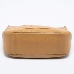 Pre Owned Chanel Beige Quilted Caviar Leather Vintage CC Timeless Shoulder Bag