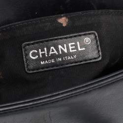 Pre Owned حقيبة شانيل بوي جلد مبطن أسود بقلاب