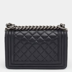 Pre Owned حقيبة شانيل بوي جلد مبطن أسود بقلاب