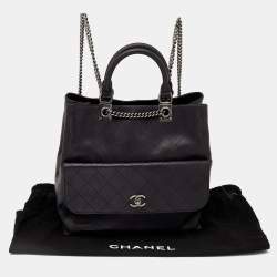Pre Owned Chanel Black Diamond Stitch Leather Large Urban Luxury Backpack