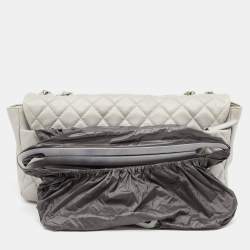 Pre Owned Chanel Grey Quilted Leather Maxi Classic Flap Bag