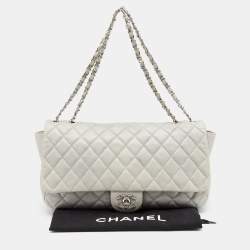 Pre Owned Chanel Grey Quilted Leather Maxi Classic Flap Bag
