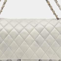 Pre Owned Chanel Grey Quilted Leather Maxi Classic Flap Bag