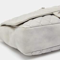 Pre Owned Chanel Grey Quilted Leather Maxi Classic Flap Bag