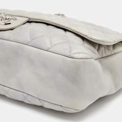 Pre Owned Chanel Grey Quilted Leather Maxi Classic Flap Bag