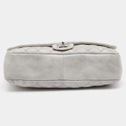 Pre Owned Chanel Grey Quilted Leather Maxi Classic Flap Bag