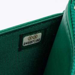 Chanel Green Lizard and Leather Boy Wallet on Chain
