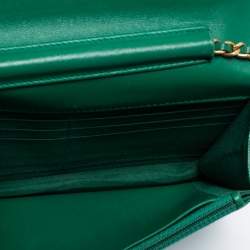 Chanel Green Lizard and Leather Boy Wallet on Chain