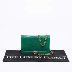 Chanel Green Lizard and Leather Boy Wallet on Chain