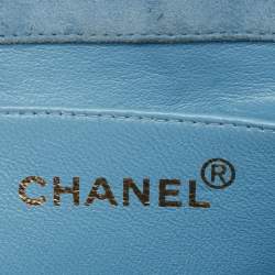 Pre Owned Chanel Light Blue Quilted Suede Vintage Mini Flap Bag